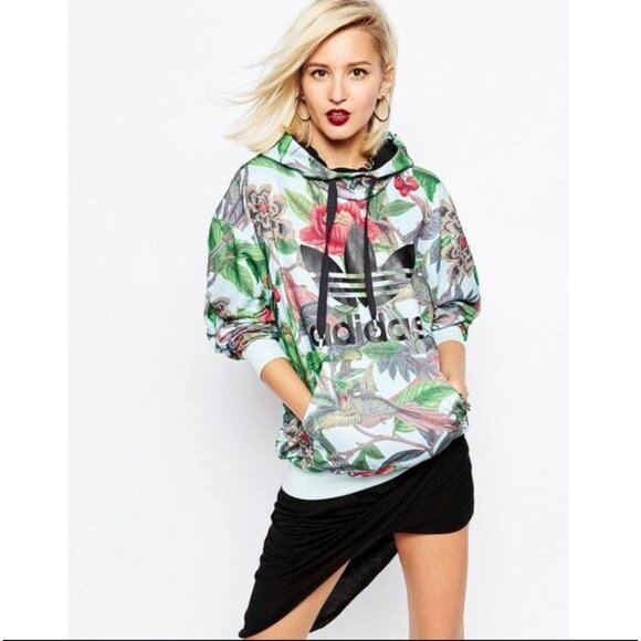 adidas Tops - Adidas x FARM Florera Hoodie M Battle of the Birds Floral Print Sweatshirt